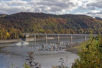 Marina, excursion ship, Talbrücke, Sondern, Olpe, Biggesee, Sauerland, North Rhine-Westphalia,
