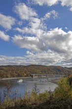 Marina, excursion ship, Talbrücke, Sondern, Olpe, Biggesee, Sauerland, North Rhine-Westphalia,