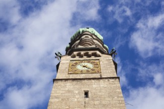 Historic city tower in the old town, Innsbruck, Inn Valley, Tyrolean Alps, Tyrol, Austria