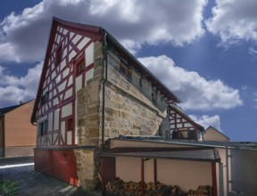 Historic half-timbered house with integrated city wall, built in 1553, reconstructions in 1660 and