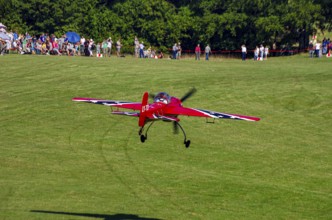 A Soviet Jakovlev Jak-55 sport aircraft with the registration LY-TOY during a flight demonstration