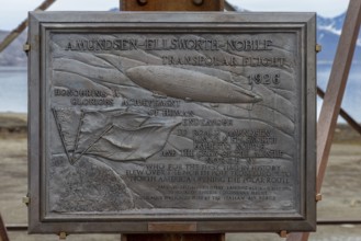 Commemoration plaque for Amundsen-Ellsworth 1926 Transpolar Flight at Ny-Alesund, Oscar II Land,