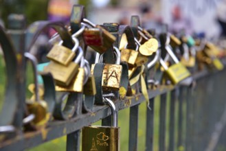 Padlocks in Paris as a symbol of loyalty and friendship, France
