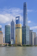 Huangpu River and Lujiazui skyline with skyscrapers, Shanghai Tower and Jin Mao Tower in financial