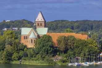 Ratzeburger Dom, late Brick Romanesque cathedral in the town Ratzeburg in summer,