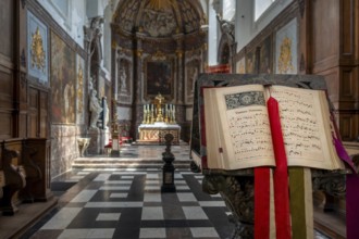 Lectern with hymn book in choir of the John the Evangelist church at 12th century Premonstratensian