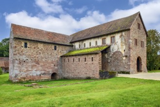 View of Einhard's Basilica historic church building from the 9th century with former main portal