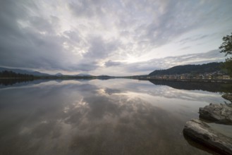 After sunset, Hopfensee, Hopfen am See, near Füssen, Ostallgäu, Allgäu, Bavaria, Germany