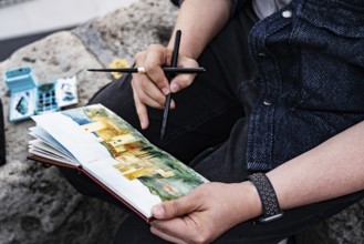 Watercolor of Alhambra, Granada, Andalucia, Spain