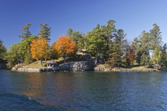 Small island in the Saint Lawrence River, Thousand Islands, Province of Ontario Canada, New York