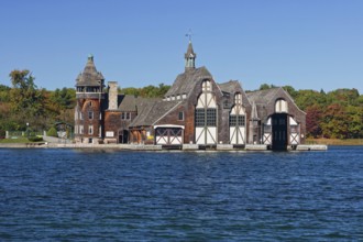 Boldt Castle Yacht House on a small island in the Saint Lawrence River, Thousand Islands, Province