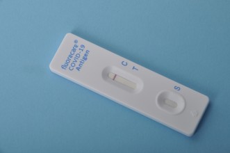 Covid-19 self-test on a blue background
