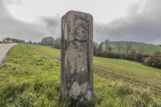 Border stone from 1775 on the cantonal border between Aargau and Lucerne, formerly the canton of