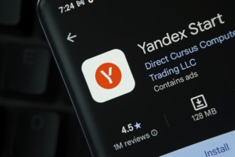 Dhaka, Bangladesh- 16 Oct 2025: Yandex Start app from Google Playstore is displayed on a smartphone