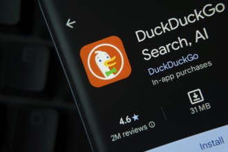 Dhaka, Bangladesh- 16 Oct 2025: DuckDuckGO browser app from Google Playstore is displayed on a