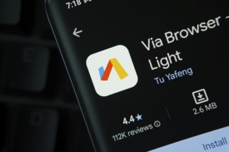 Dhaka, Bangladesh- 16 Oct 2025: Via Browser app from Google Playstore is displayed on a smartphone