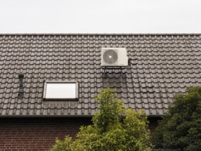 Air conditioning system on the roof of a single-family house in Langenfeld, Germany