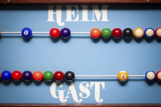 Scoreboard or counting frame in a pool hall to record the game score