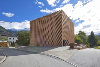 PUNI whiskey distillery building in Glorenza in Vinschgau, Italy