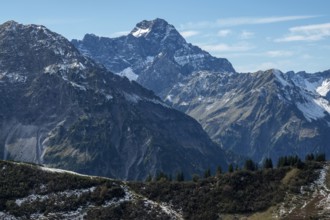 View from Kanzelwand mountain station to Großer Widderstein, Kleinwalsertal, Vorarlberg, Allgäu