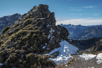 Hiking trail on the Kanzelwand, Kleinwalsertal, back mountains of the Allgäu Alps, Allgäu,