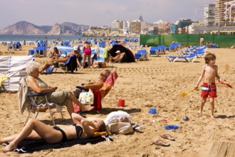 Benidorm, seaside promenade, tourists, Spain