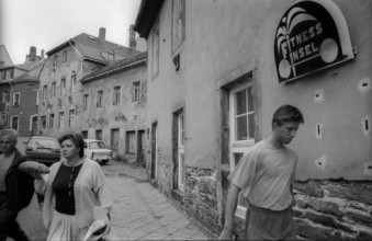 Germany, Freiberg, 12.8.1992, street scene in Freiberg, Fitness Island