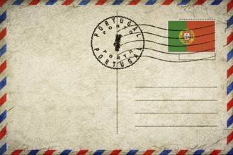 Portugal Porto Vintage Air Mail Envelope with Flag and Postmark