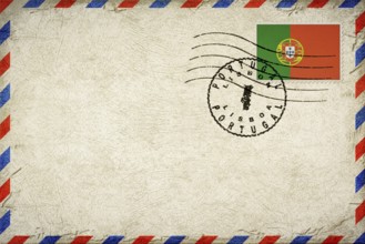 Portugal Lisbon Vintage Air Mail Envelope with Flag and Postmark