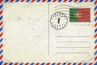 Portugal Faro Vintage Air Mail Envelope with Flag and Postmark