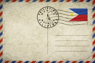 Philippines Manila Vintage Air Mail Envelope with Flag and Postmark