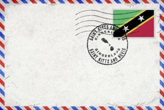 Saint Kitts and Nevis Gingerland Vintage Air Mail Envelope with Flag and Postmark