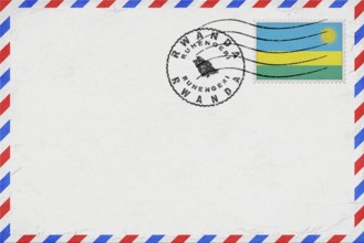 Rwanda Ruhengeri Vintage Air Mail Envelope with Flag and Postmark