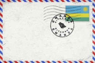 Rwanda Gitarama Vintage Air Mail Envelope with Flag and Postmark