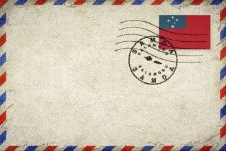 Samoa Salamumu Vintage Air Mail Envelope with Flag and Postmark