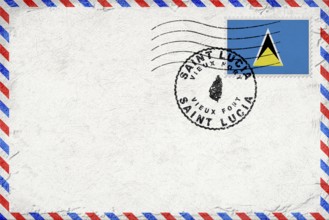 Saint Lucia Vieux Fort Vintage Air Mail Envelope with Flag and Postmark
