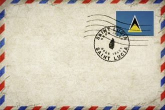 Saint Lucia Gros Islet Vintage Air Mail Envelope with Flag and Postmark