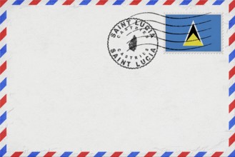 Saint Lucia Castries Vintage Air Mail Envelope with Flag and Postmark