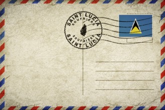 Saint Lucia Soufriere Vintage Air Mail Envelope with Flag and Postmark