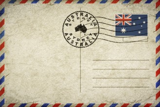 Australia Sydney Vintage Air Mail Envelope with Flag and Postmark