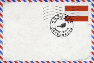 Austria Sankt Polten Vintage Air Mail Envelope with Flag and Postmark