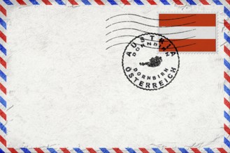 Austria Dornbirn Vintage Air Mail Envelope with Flag and Postmark