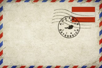 Austria Linz Vintage Air Mail Envelope with Flag and Postmark