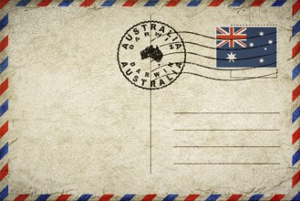 Australia Darwin Vintage Air Mail Envelope with Flag and Postmark