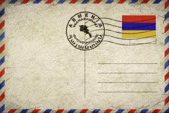 Armenia Vagharshapat Vintage Air Mail Envelope with Flag and Postmark