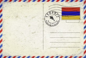 Armenia Hrazdan Vintage Air Mail Envelope with Flag and Postmark