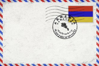 Armenia Vanadzor Vintage Air Mail Envelope with Flag and Postmark