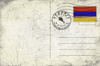 Armenia Yerevan Old Style Mail Envelope with Flag and Postmark