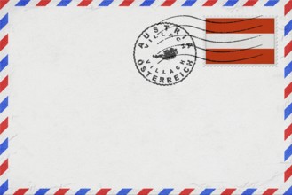 Austria Villach Vintage Air Mail Envelope with Flag and Postmark