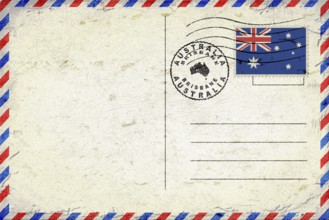 Australia Brisbane Vintage Air Mail Envelope with Flag and Postmark